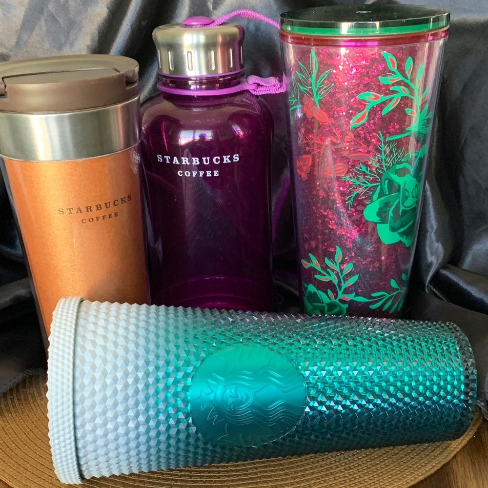 Starbucks Tumbler water Bottle Brown, Purple, Teal, Red Lot of 4 EUC